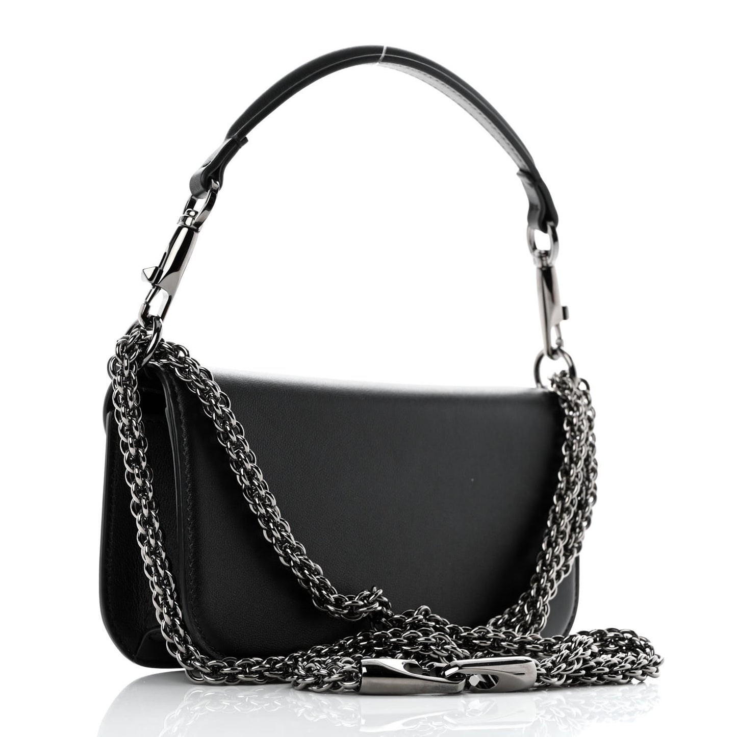 Calfskin Crystal Vlogo Small Loco Shoulder Bag Black