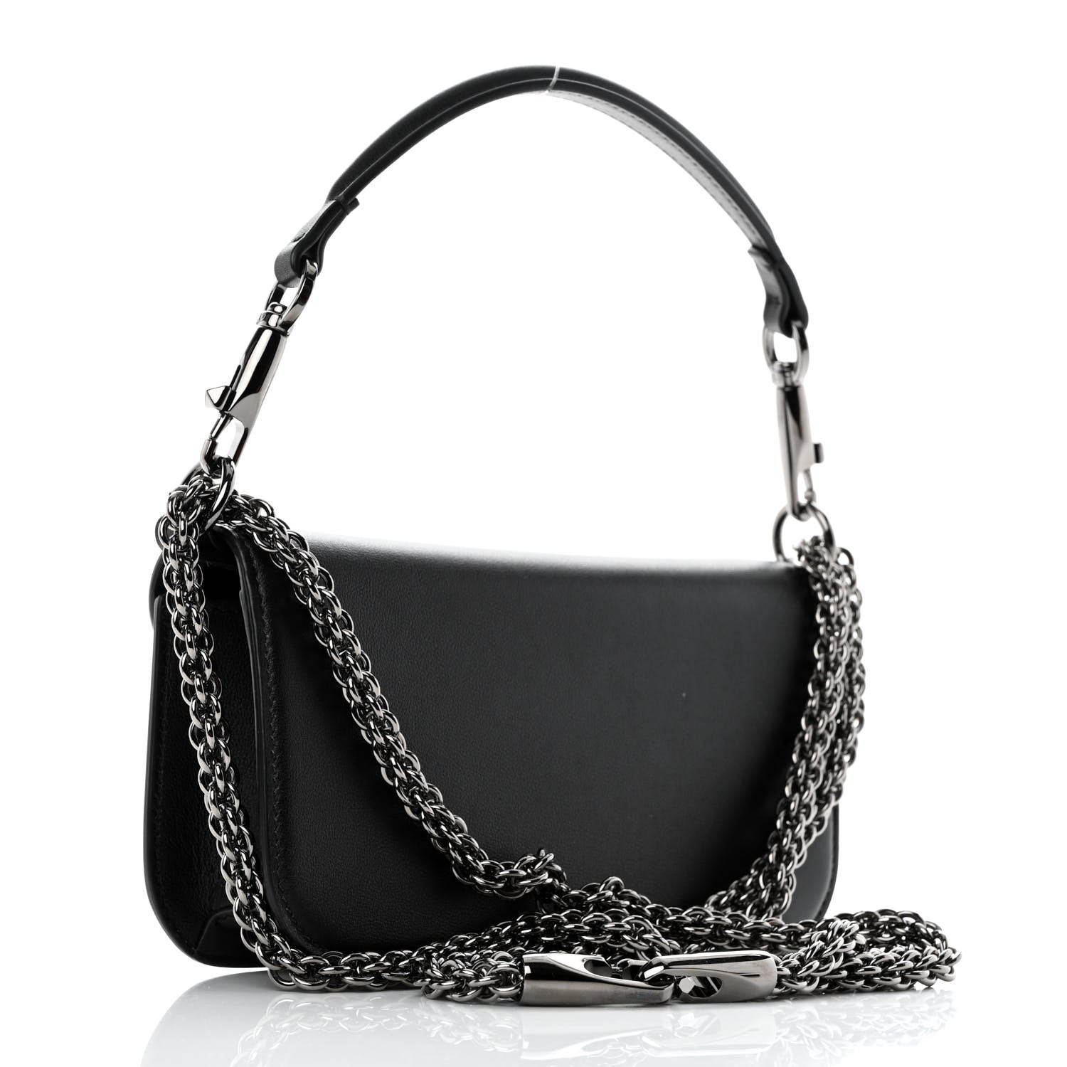 Valentino Garavani Calfskin Crystal Vlogo Small Loco Shoulder Bag Black 2 of 9