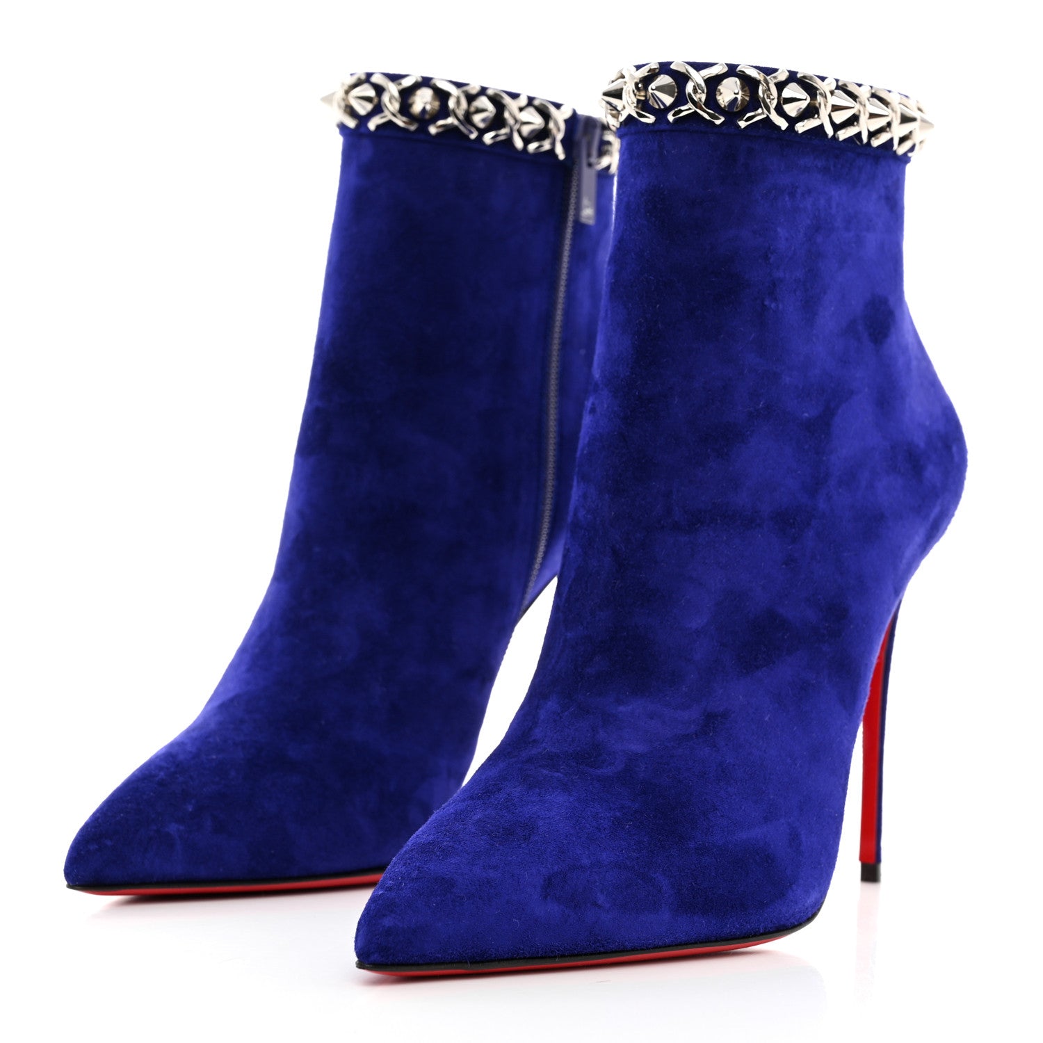 Christian Louboutin Velvet Chain 100 Booty 39.5 By Night Silver 3 of 7