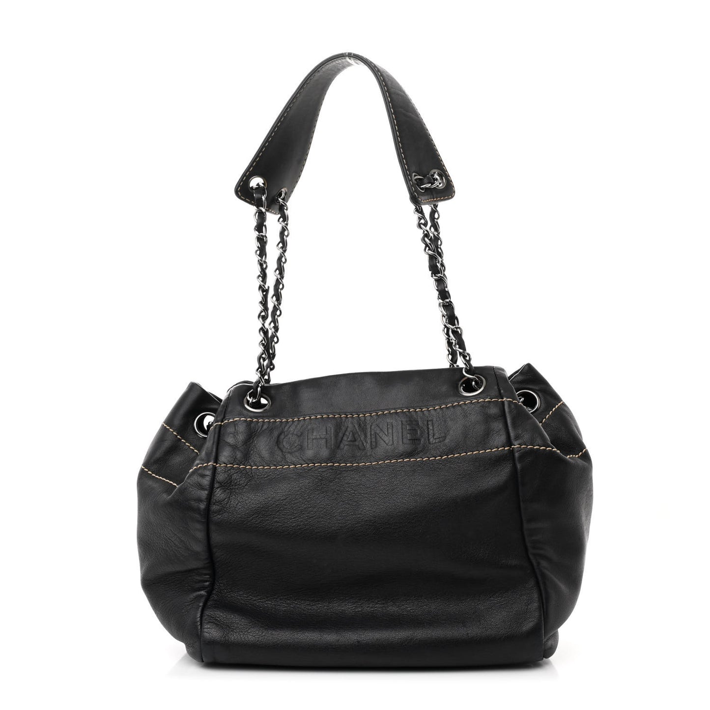 Lambskin Lax Accordion Shoulder Bag Black