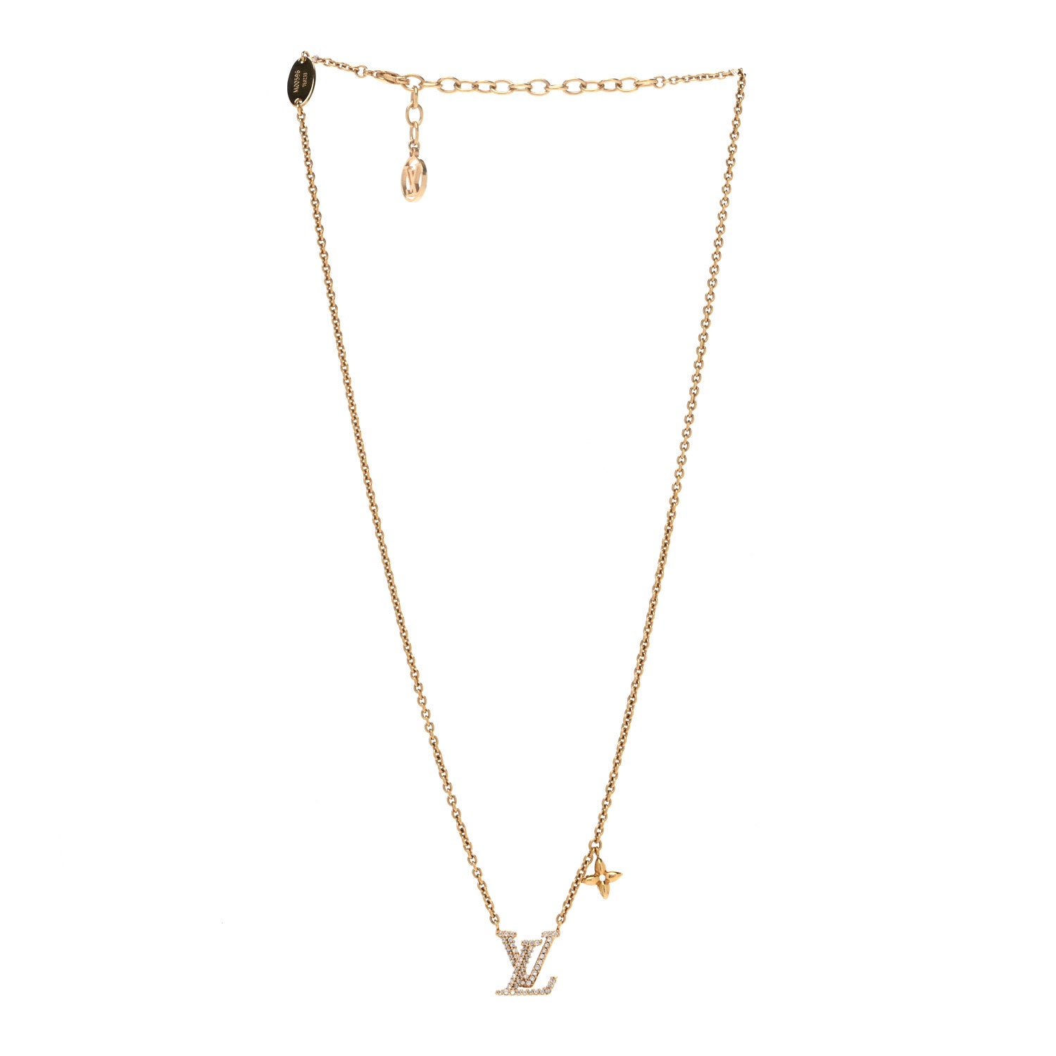 Louis Vuitton Metal Crystal LV Iconic Necklace Gold 3 of 5