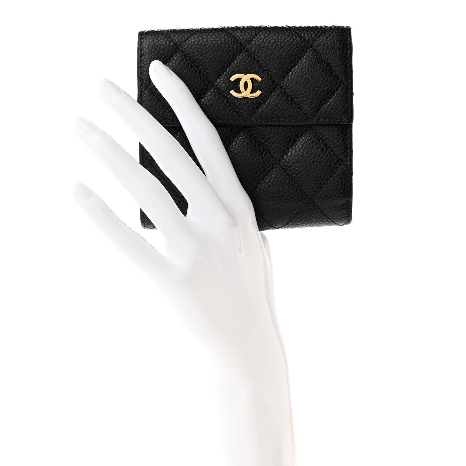 Chanel Caviar Quilted Compact French Flap Wallet Black 2 of 15