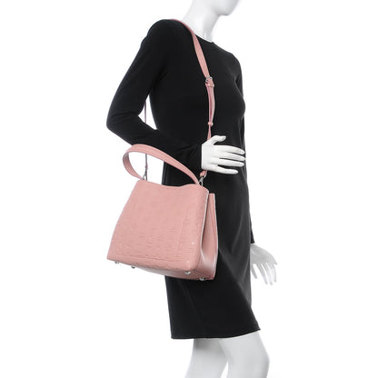 MCM Calfskin Ottomar Monogram Sarah Medium Hobo Pink Blush 2 of 7