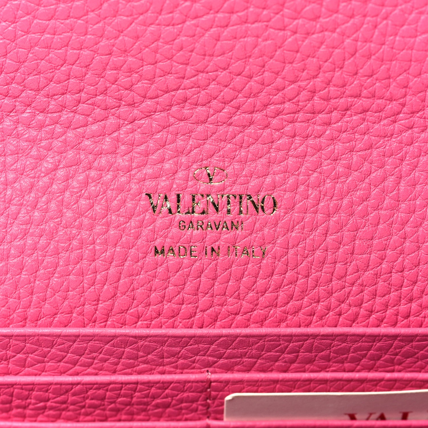Valentino Garavani Pebbled Calfskin Rockstud Flip Lock Wallet On Chain Feminine Pink 5 of 7
