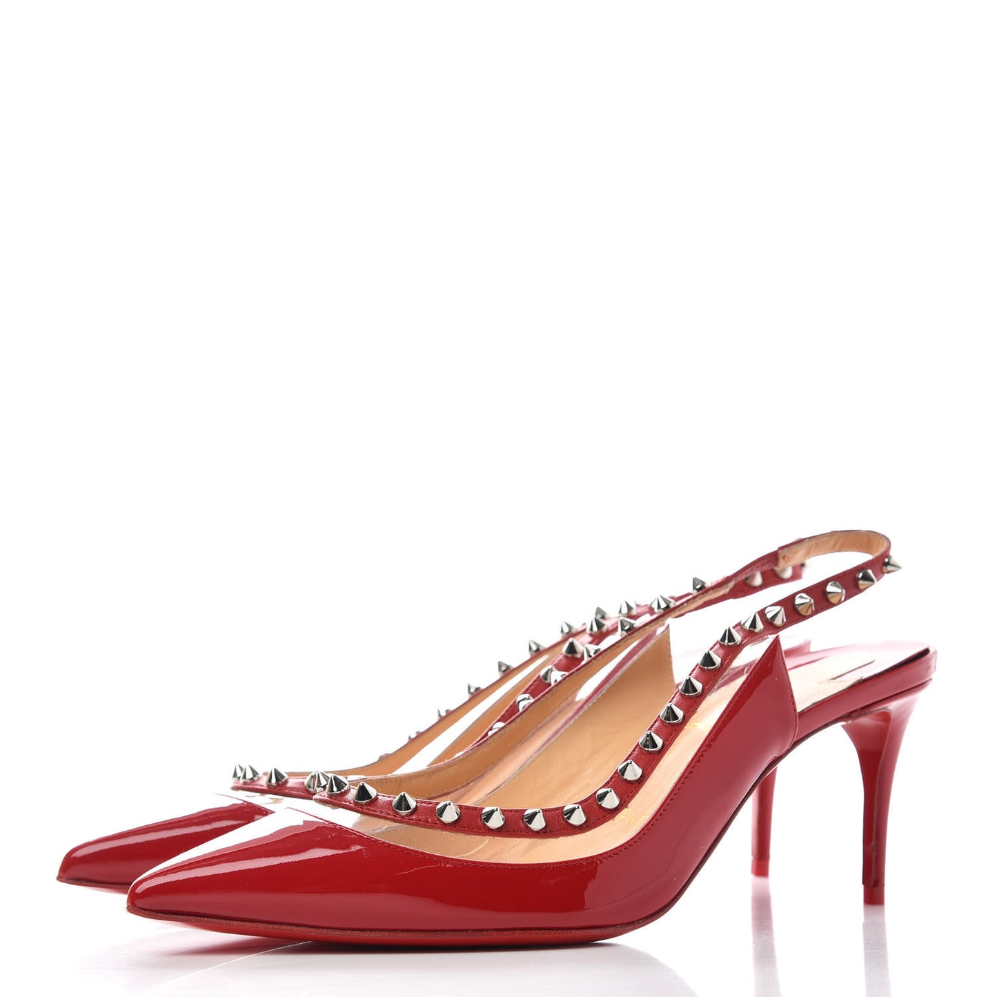 Patent PVC Kid Brigadine 70 Pumps 37 Loubi Silver