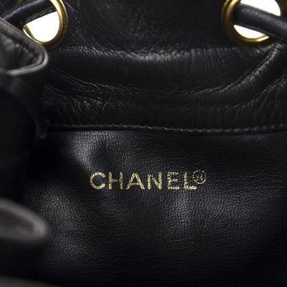 Chanel Lambskin Drawstring Bucket Bag Black 10 of 13