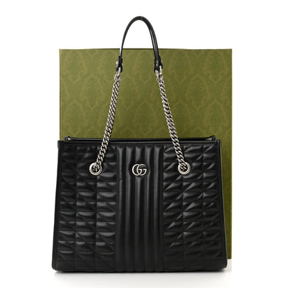 Gucci Calfskin Matelasse Aria Medium GG Marmont Shoulder Tote Black 11 of 11
