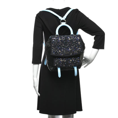 Christian Dior Lambskin Cannage Embellished Small Stardust Backpack Light Blue Black 2 of 6