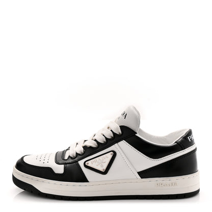 Prada Vitello Sport Spazzolato Rois Triangle Logo Womens Downtown Low Top 30mm Sneakers 36.5 White Black 1 of 10