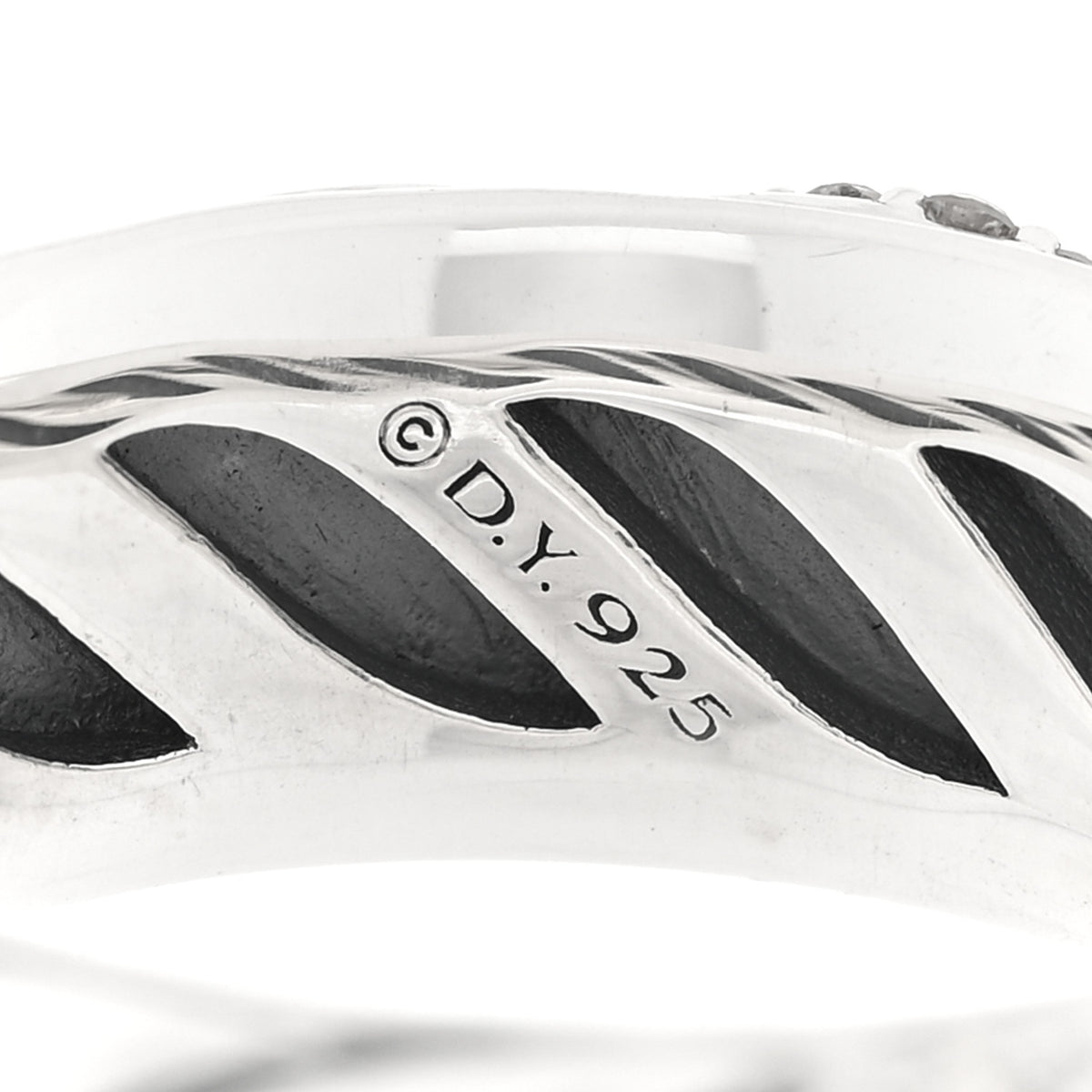 Sterling Silver Diamond 7.5mm Sculpted Cable Band Ring 54 7