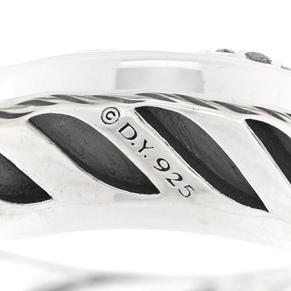David Yurman Sterling Silver Diamond 7.5mm Sculpted Cable Band Ring 54 7 4 of 4