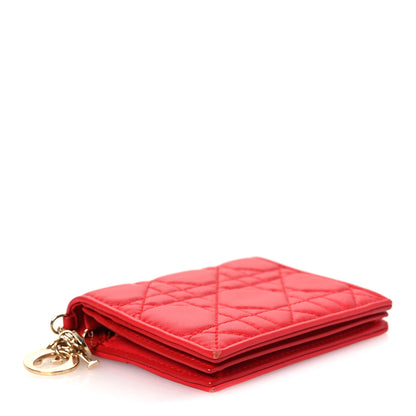 Christian Dior Lambskin Cannage Mini Lady Dior Wallet Red 4 of 8