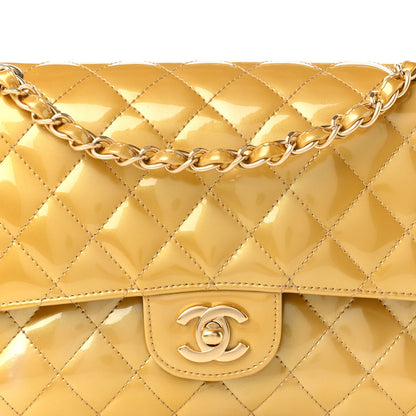 Chanel Metallic Patent Quilted Medium Double Flap Gold 8 of 10