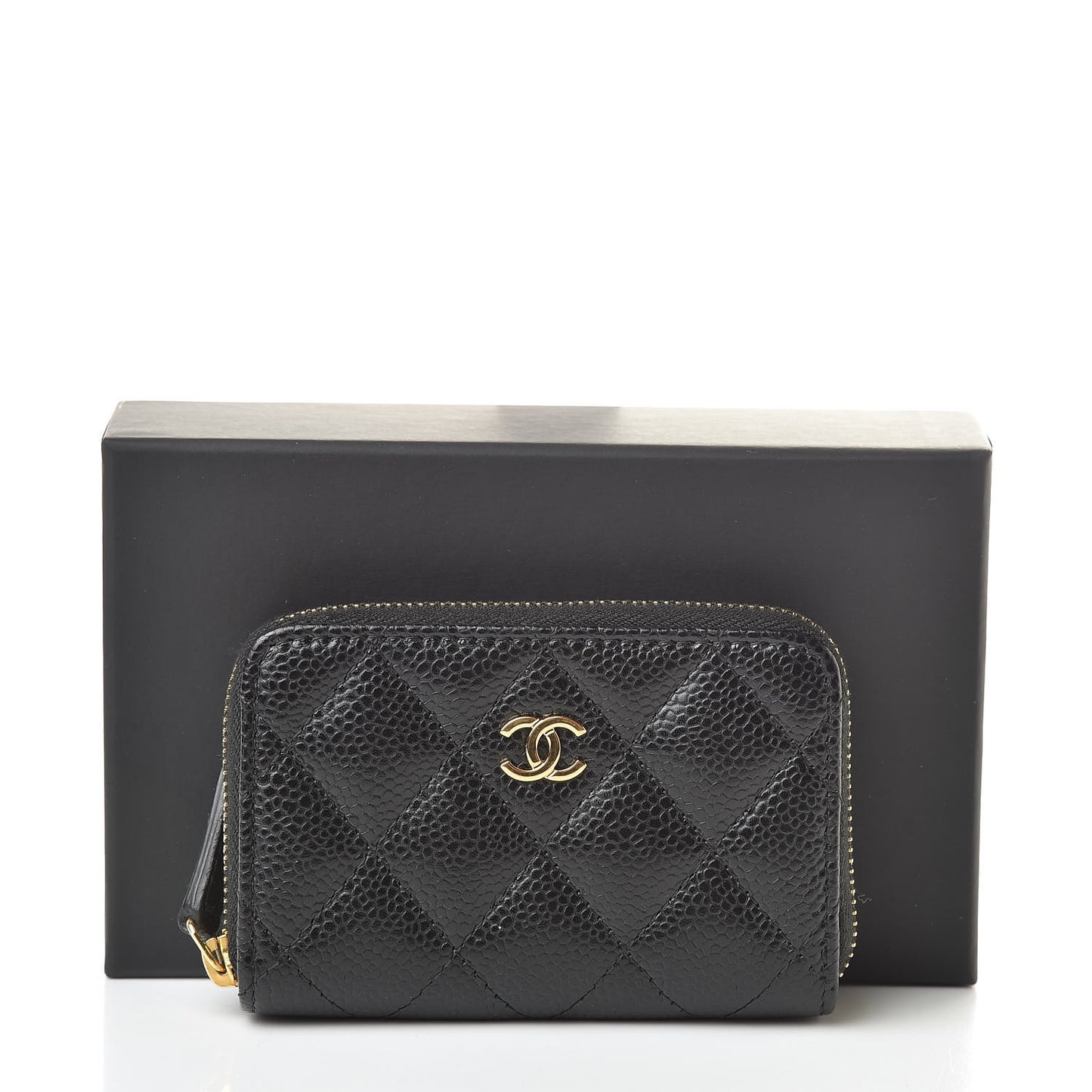 Caviar Quilted Zip Coin Purse Black