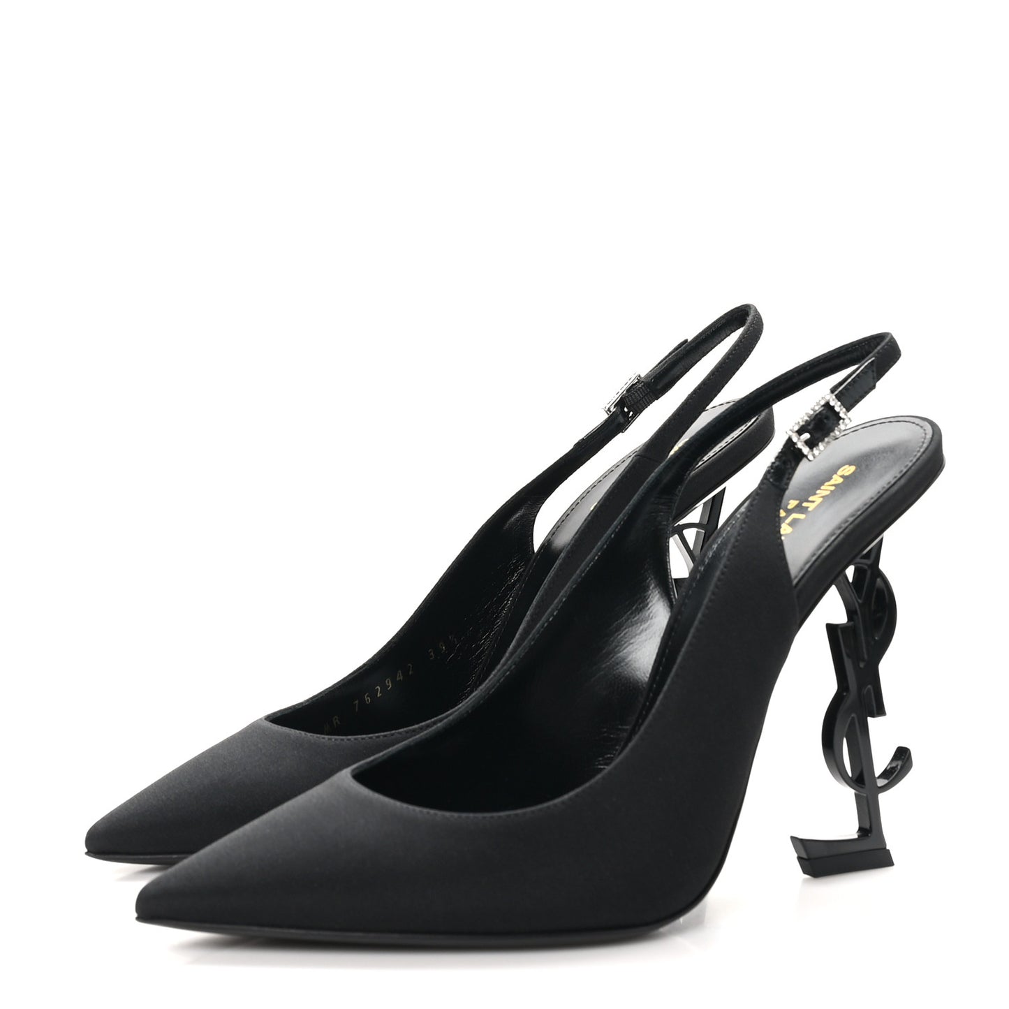 Crepe Satin Crystal Opyum 110 Slingback Pump 39.5 Black