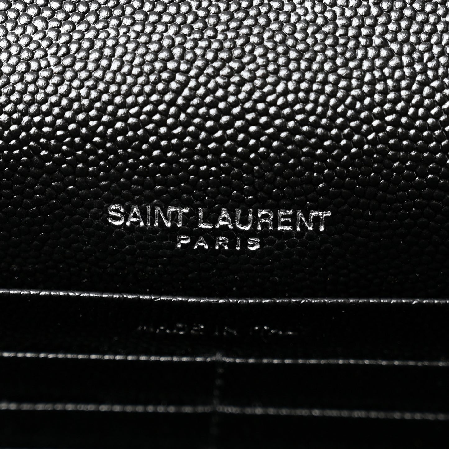 Grain De Poudre Matelasse Chevron Monogram Envelope Chain Wallet Black