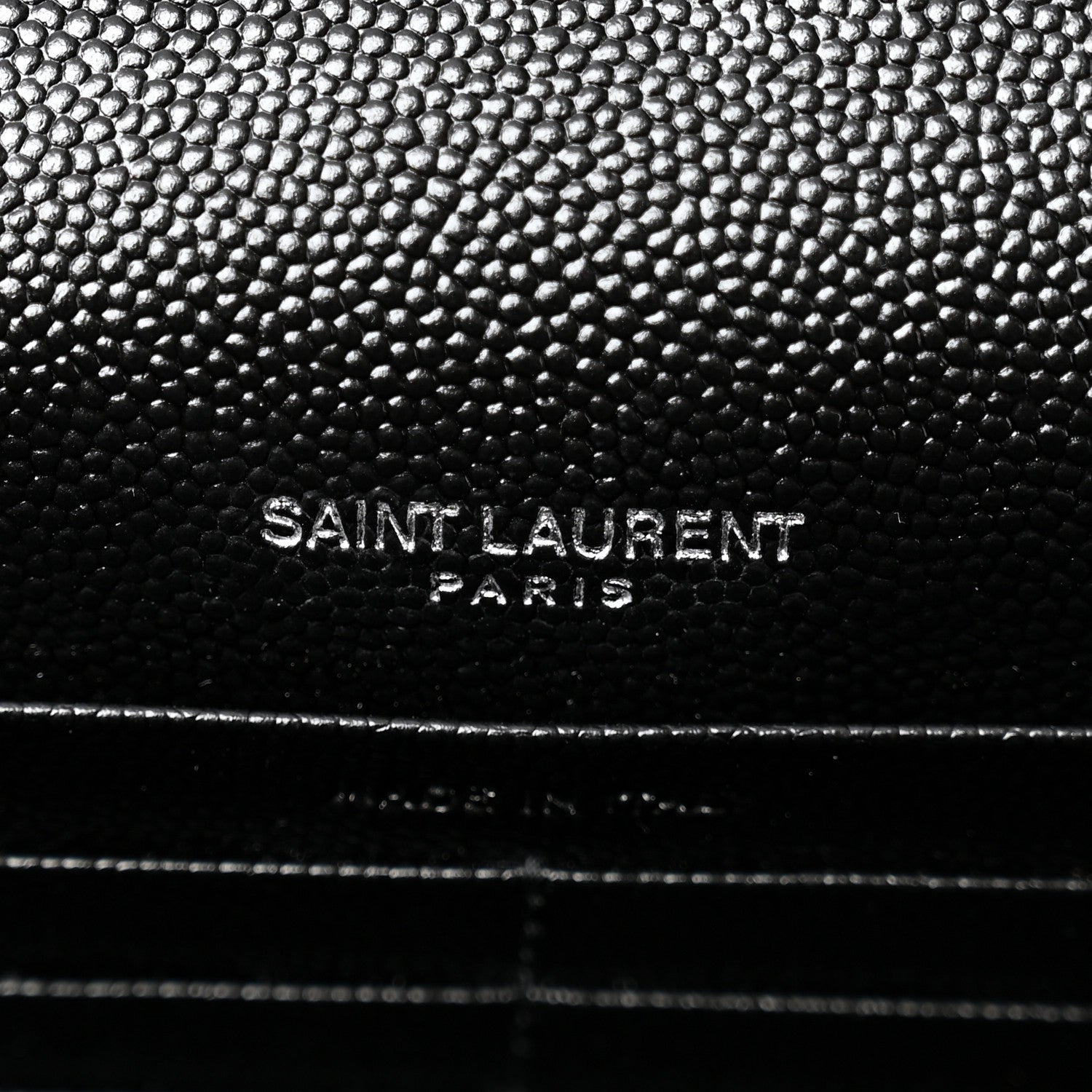 Saint Laurent Grain De Poudre Matelasse Chevron Monogram Envelope Chain Wallet Black 6 of 11