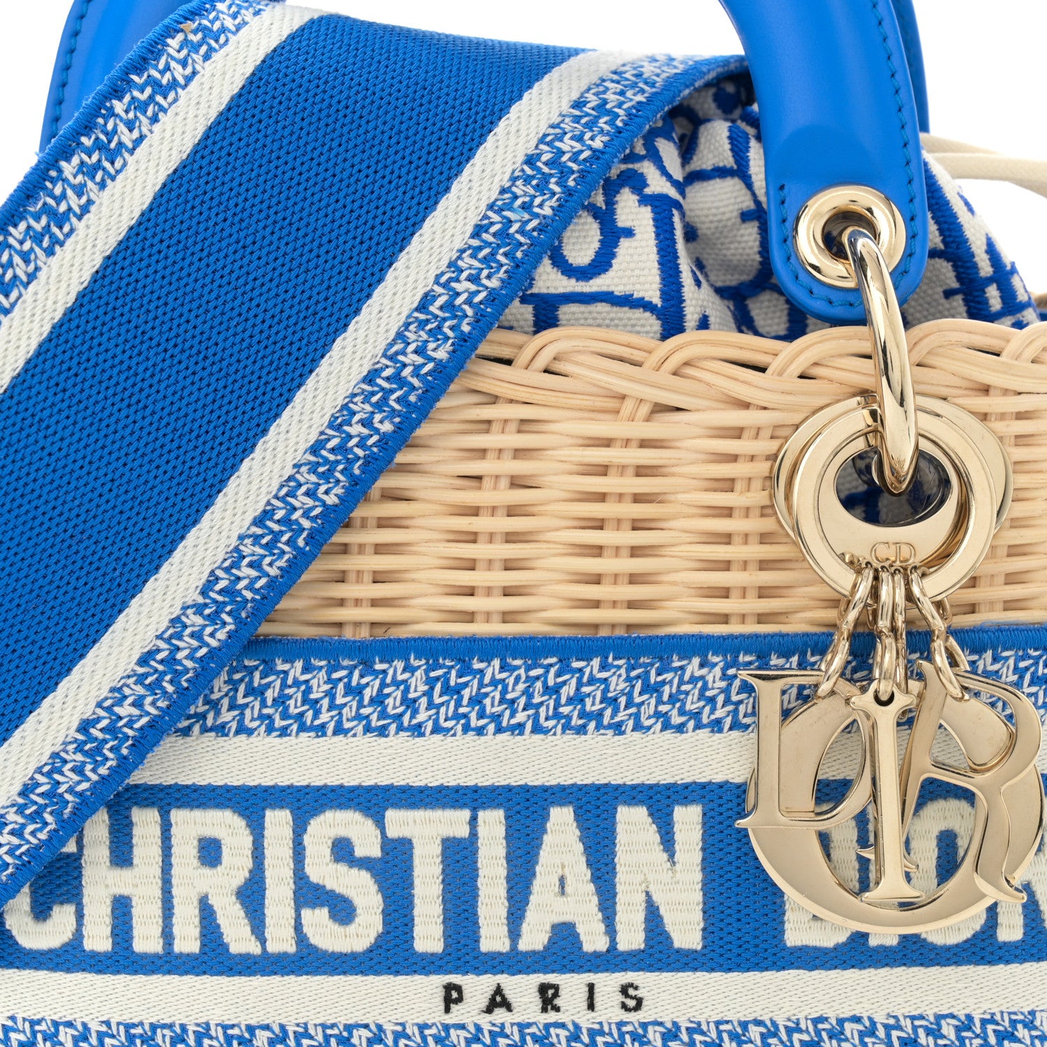 Christian Dior Wicker Oblique Mini Lady Dior Bag Florescent Blue 7 of 9