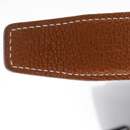 Hermes Box Togo Sterling Silver Touareg 32mm H Belt 90 Black Gold 6 of 6
