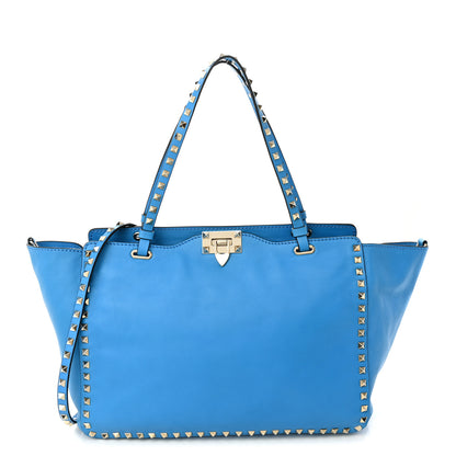 Valentino Garavani Vitello Medium Rockstud Tote Blue Fluo 1 of 9