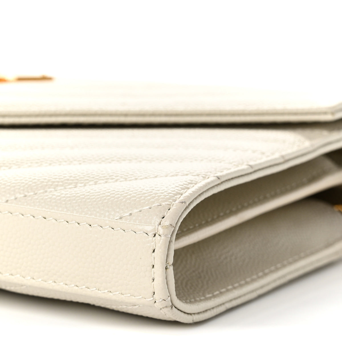 Grain De Poudre Matelasse Chevron Monogram Chain Wallet Crema Soft
