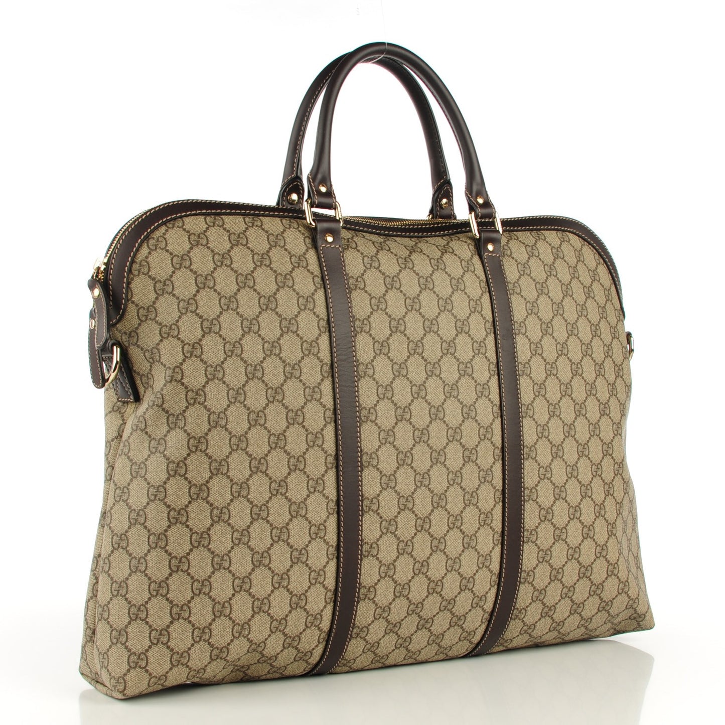 GG Plus Monogram Double Handle Briefcase Dark Brown