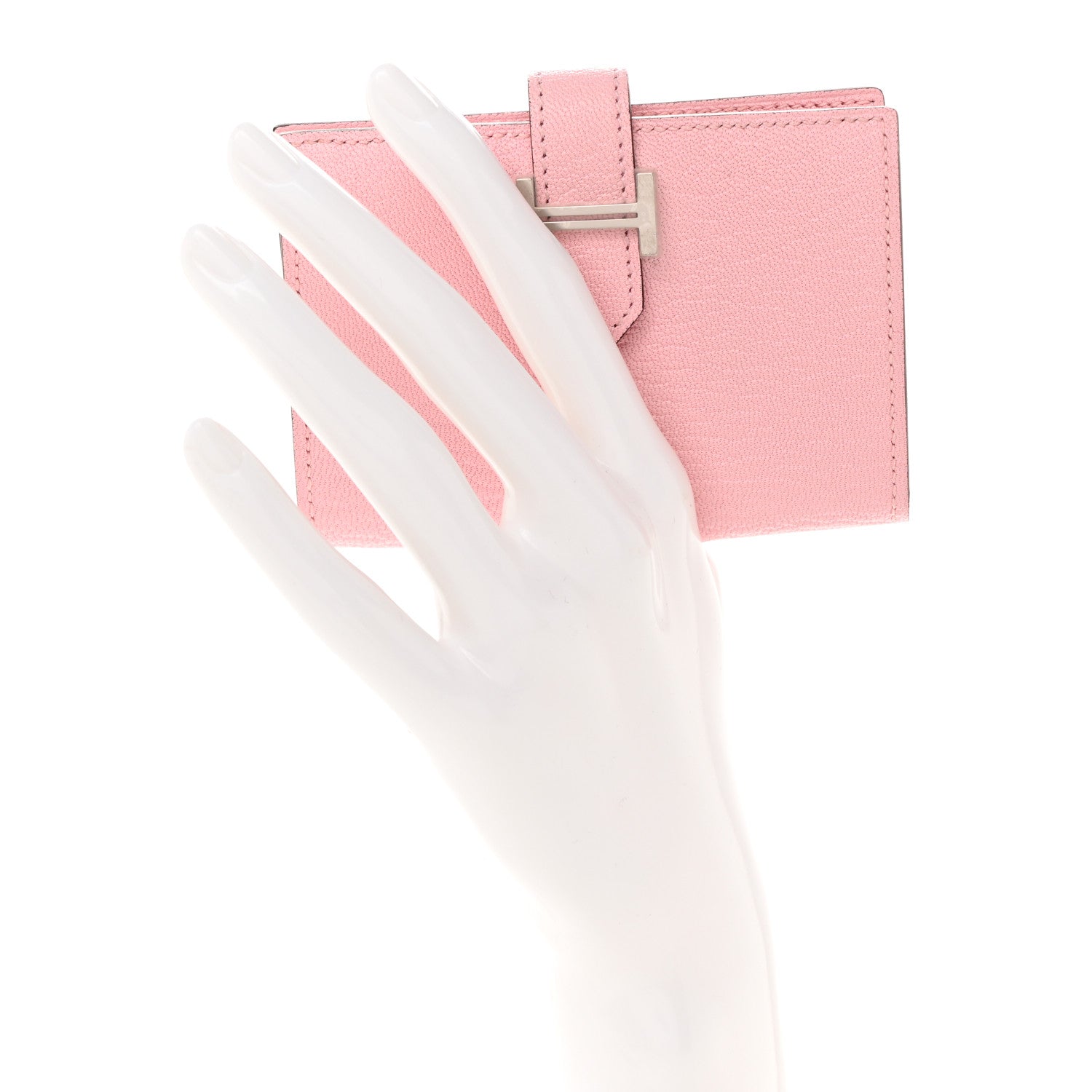 Hermes Chevre Mysore Bearn Card Holder Wallet Rose Sakura 2 of 8