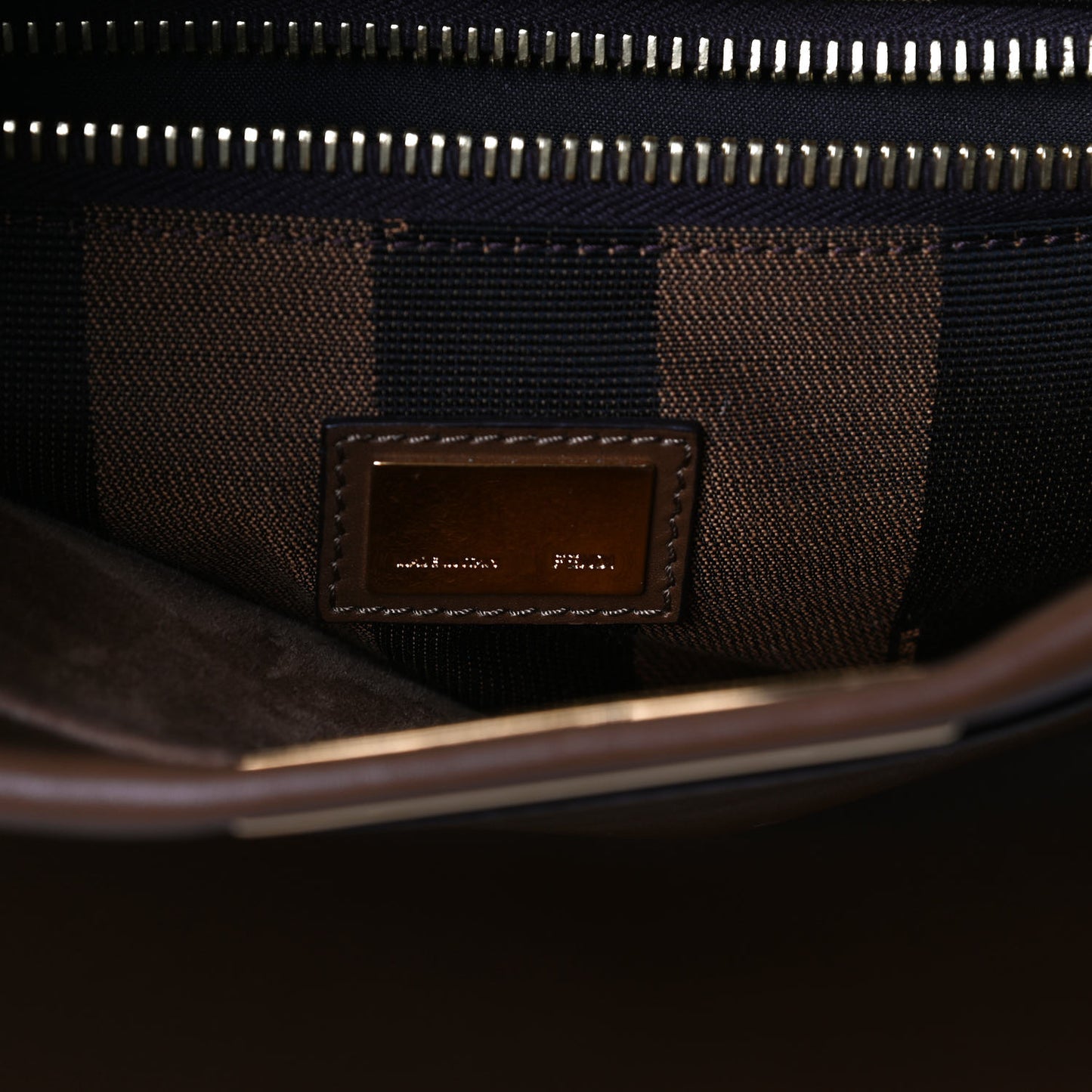 Vitello Morgan Fabric Jacquard Pequin Medium Peekaboo Iconic Satchel Foresta Tobacco Black