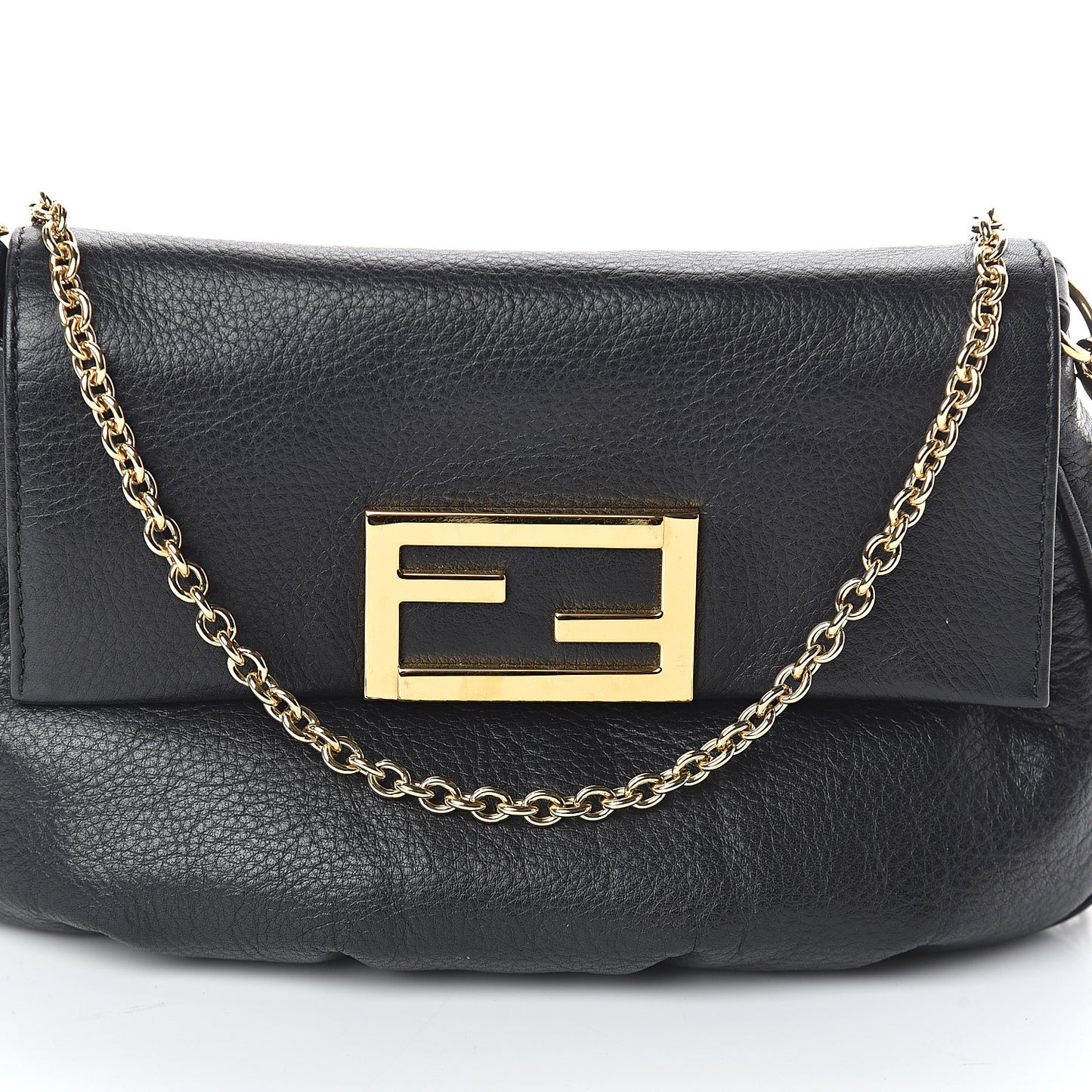 Vitello Flamingo Fendista Pouchette Crossbody Black