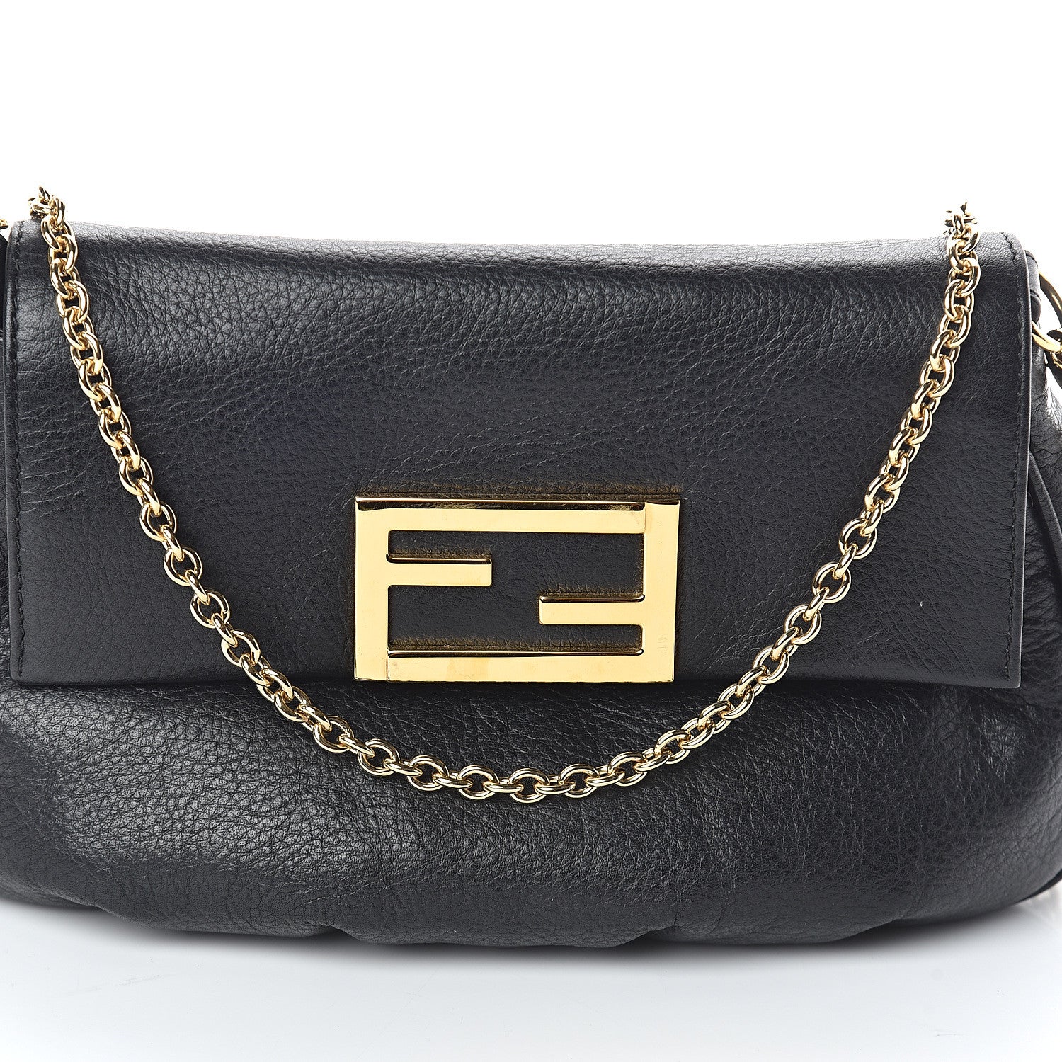 Fendi Vitello Flamingo Fendista Pouchette Crossbody Black 6 of 8