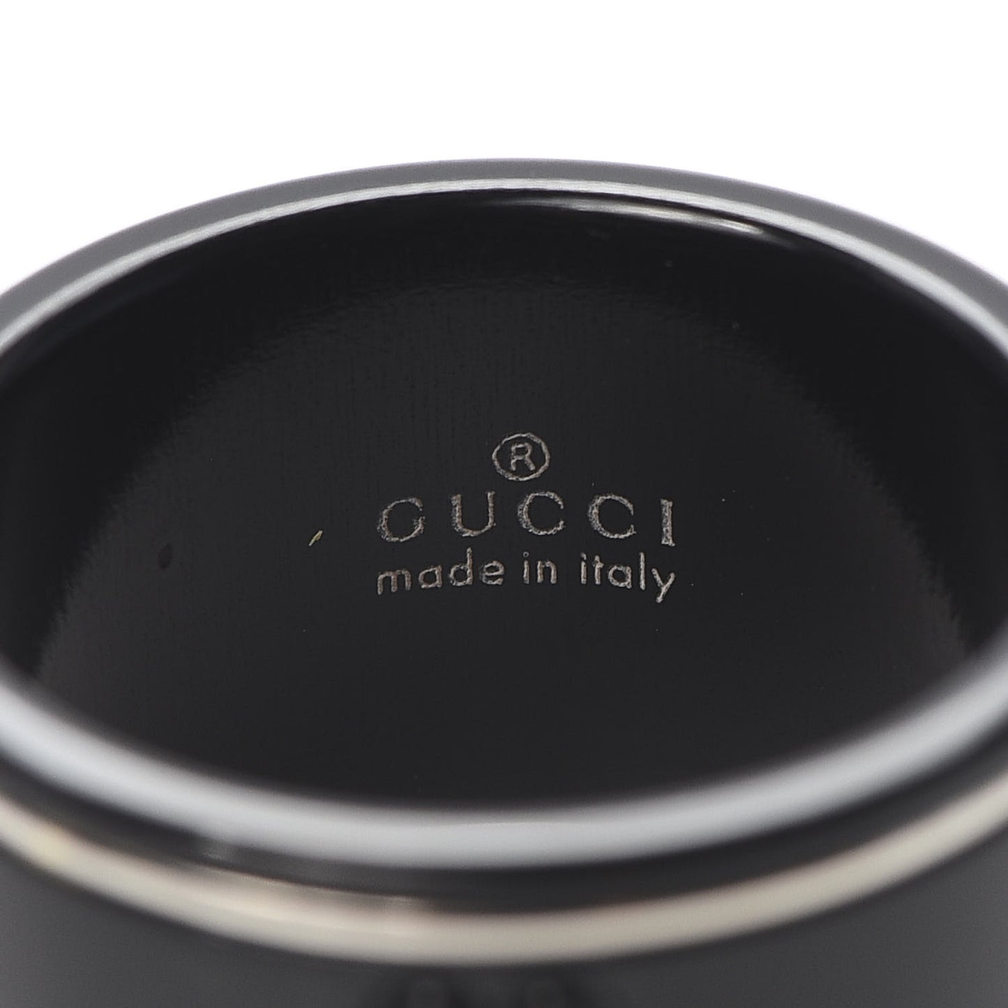 Black Synthetic Corundum 18K White Gold 12mm Icon Band Ring 53 6.25