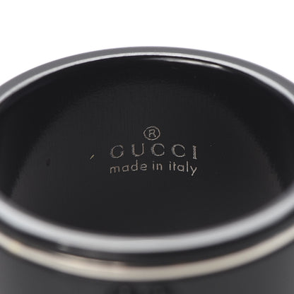 Gucci Black Synthetic Corundum 18K White Gold 12mm Icon Band Ring 53 6.25 5 of 5