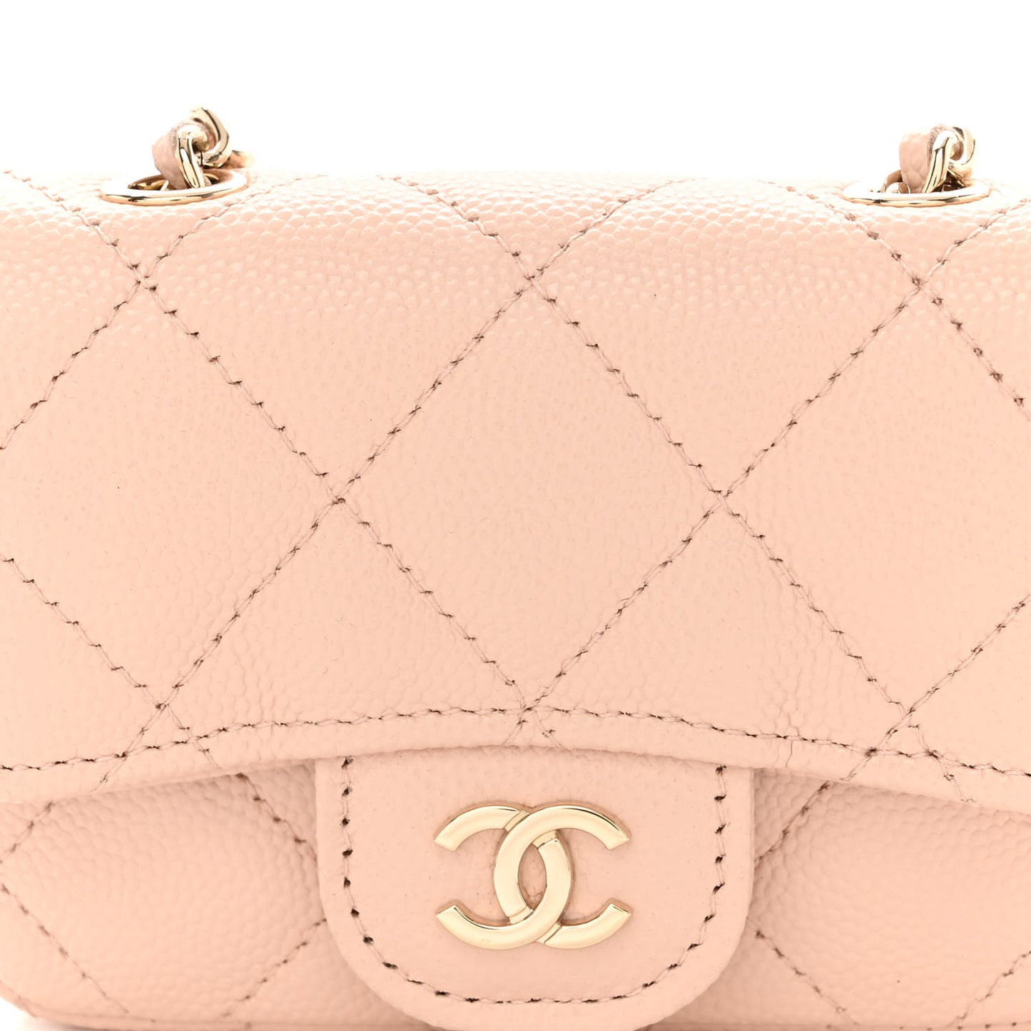 Caviar Quilted Mini Chain Belt Bag Light Beige