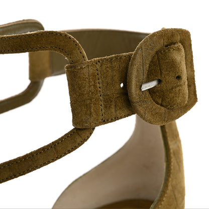 Christian Louboutin Tresse Veau Velours Bodrum 110 Wedge Sandals 41 Green Tea 9 of 12