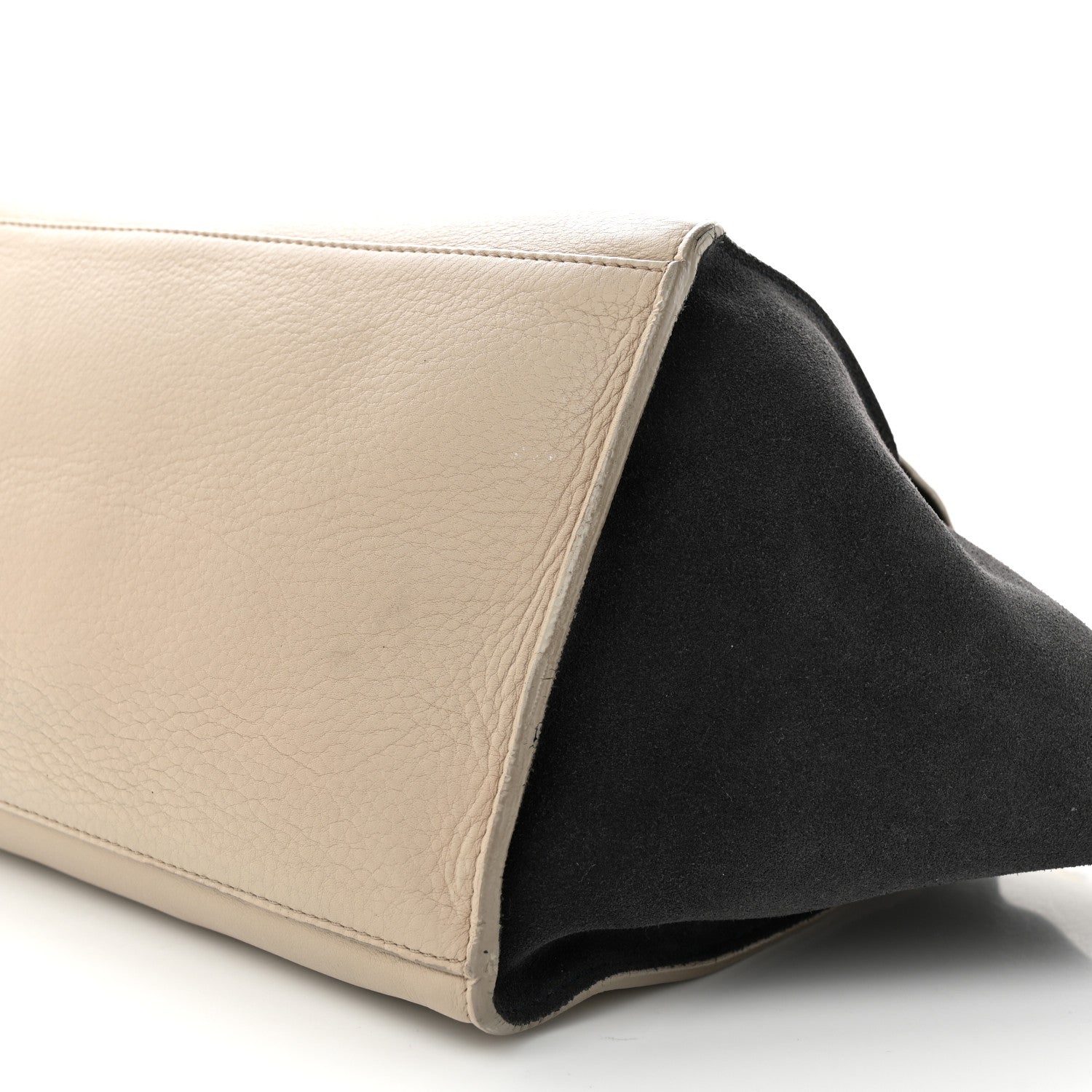 Celine Drummed Calfskin Suede Medium Trapeze Black Taupe 9 of 15