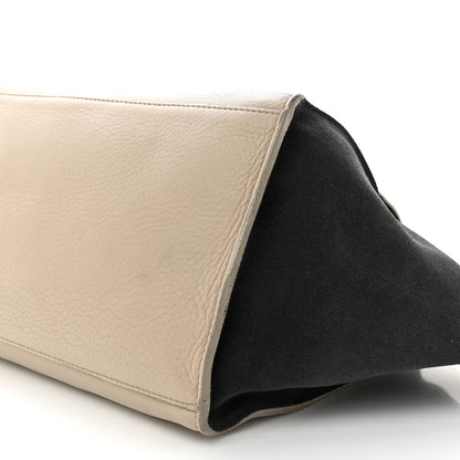 Celine Drummed Calfskin Suede Medium Trapeze Black Taupe 9 of 15
