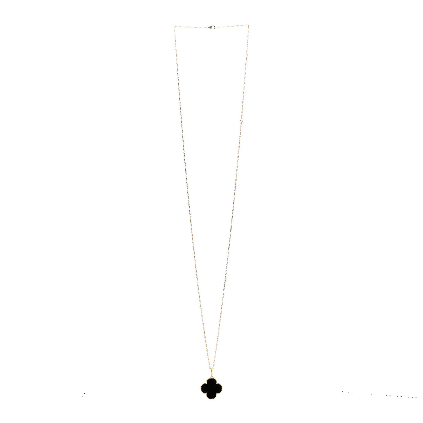 18K Yellow Gold Black Onyx Magic Alhambra Pendant Necklace