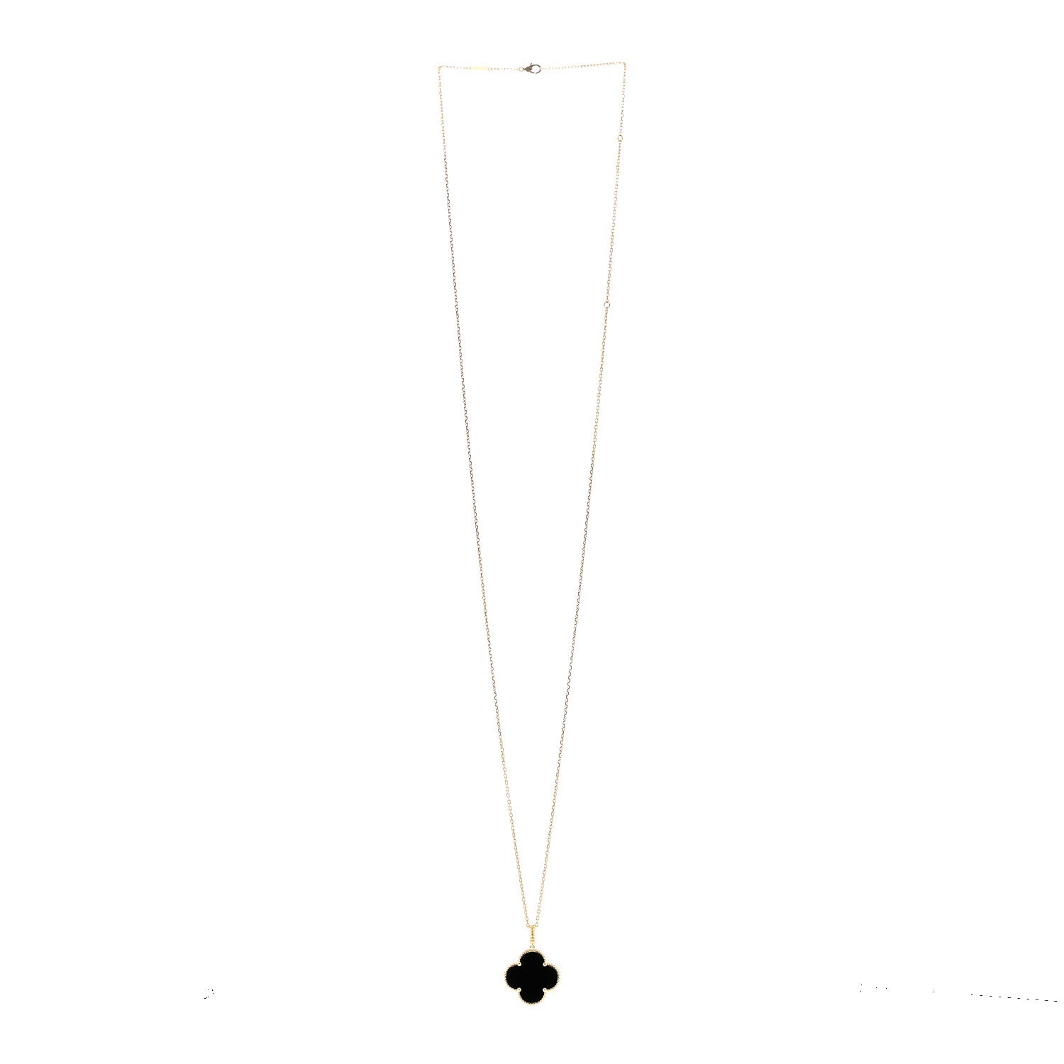 Van Cleef & Arpels 18K Yellow Gold Black Onyx Magic Alhambra Pendant Necklace 3 of 6