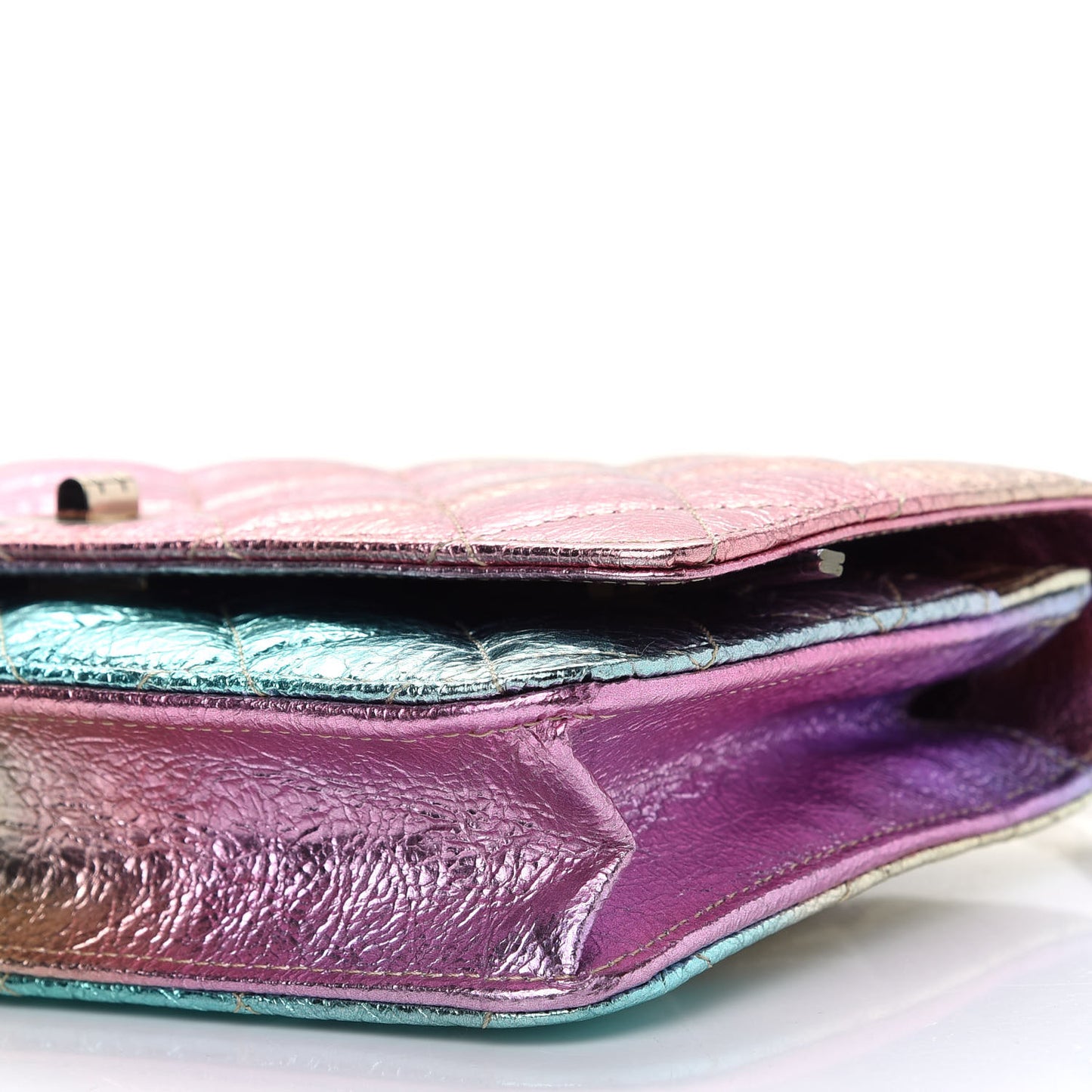 Metallic Goatskin Quilted 2.55 Reissue Wallet on Chain WOC Multicolor