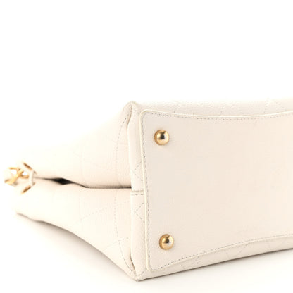 Chanel Grained Calfskin Stitched Small Drawstring Bag White 9 of 13