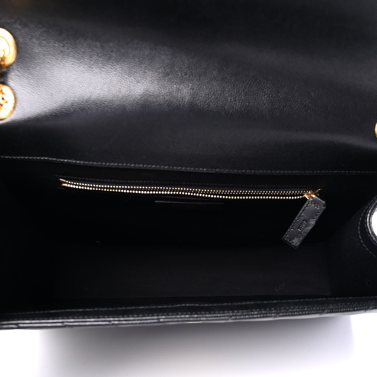 Saint Laurent Grain De Poudre Matelasse Chevron Large Monogram Satchel Black 4 of 4