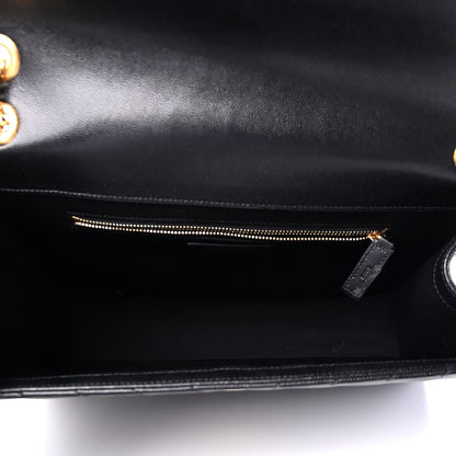 Saint Laurent Grain De Poudre Matelasse Chevron Large Monogram Satchel Black 4 of 4