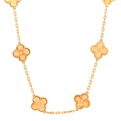 Van Cleef & Arpels 18K Yellow Gold 10 Motifs Guilloche Vintage Alhambra Necklace 1 of 4