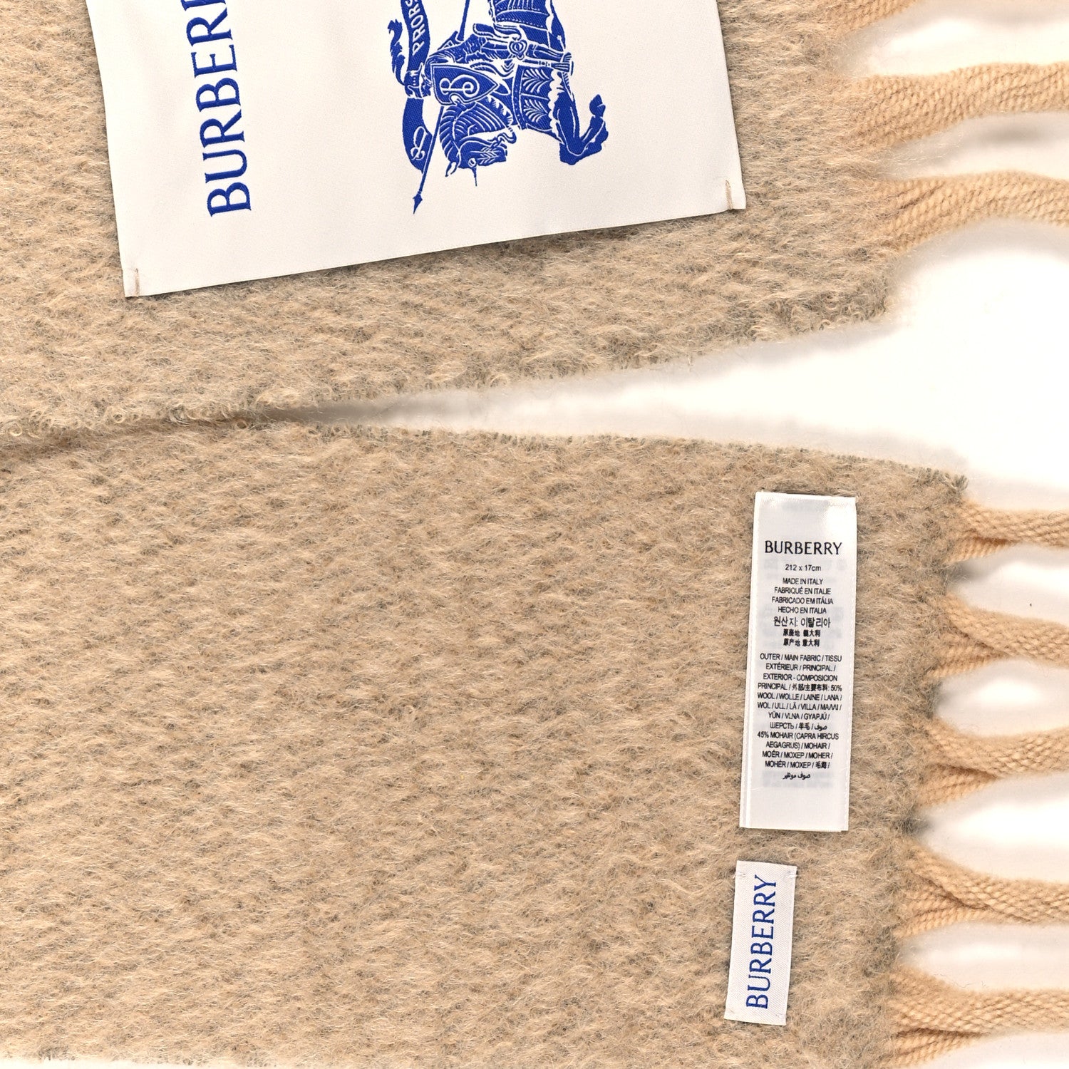 Burberry Wool Mohair Fringe Scarf Beige 3 of 3