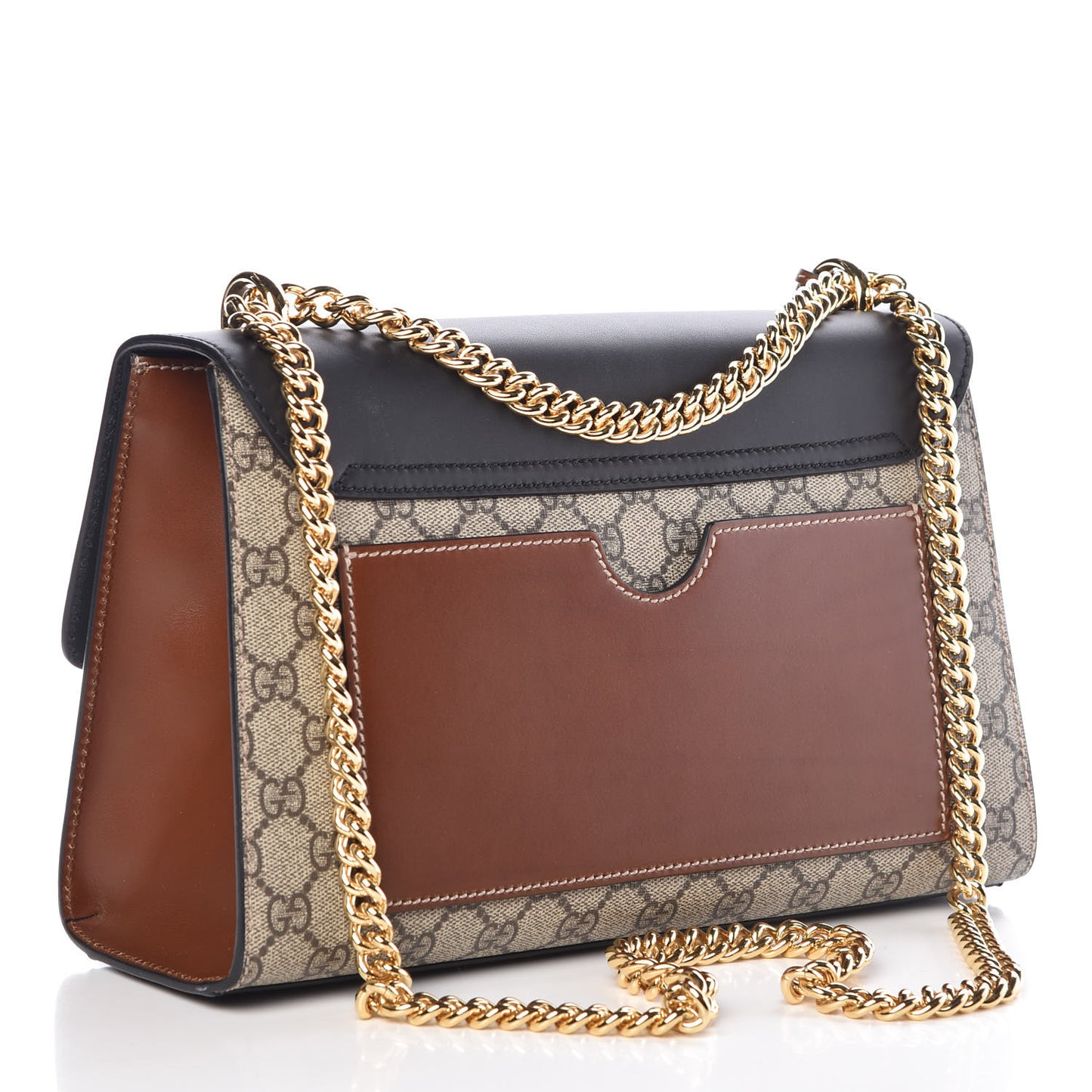 GG Supreme Monogram Calfskin Medium Padlock Shoulder Bag Beige Black Cuir