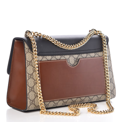Gucci GG Supreme Monogram Calfskin Medium Padlock Shoulder Bag Beige Black Cuir 3 of 9