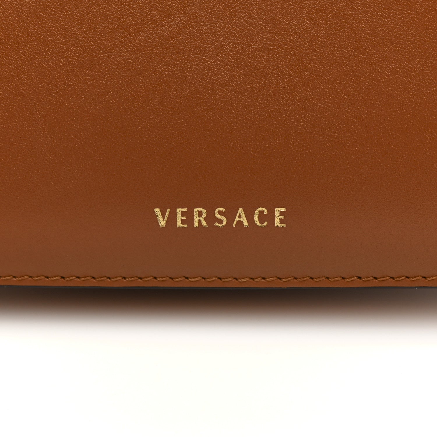 Versace Grained Calfskin Virtus Shoulder Bag Brown 7 of 14