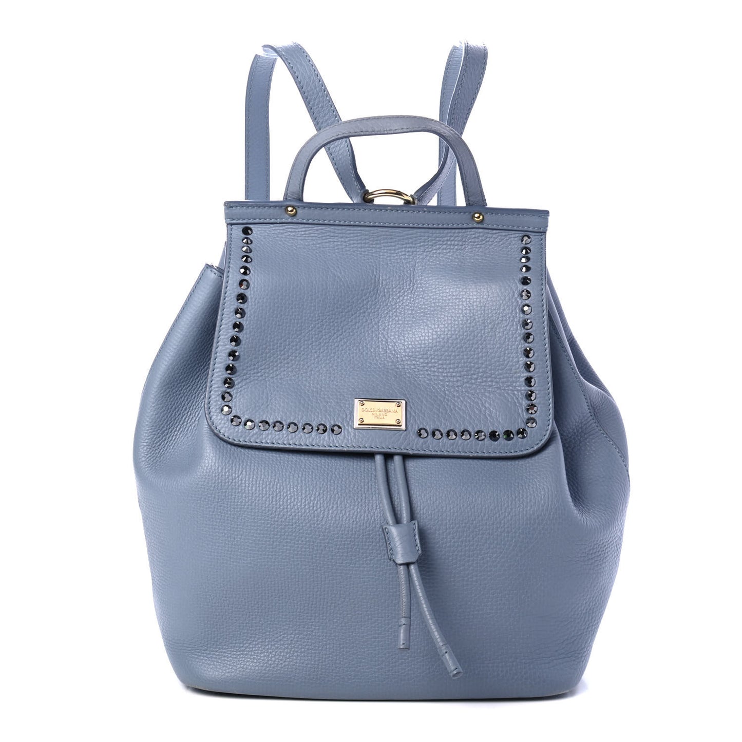 Calfskin Studded Miss Sicily Backpack Light Blue