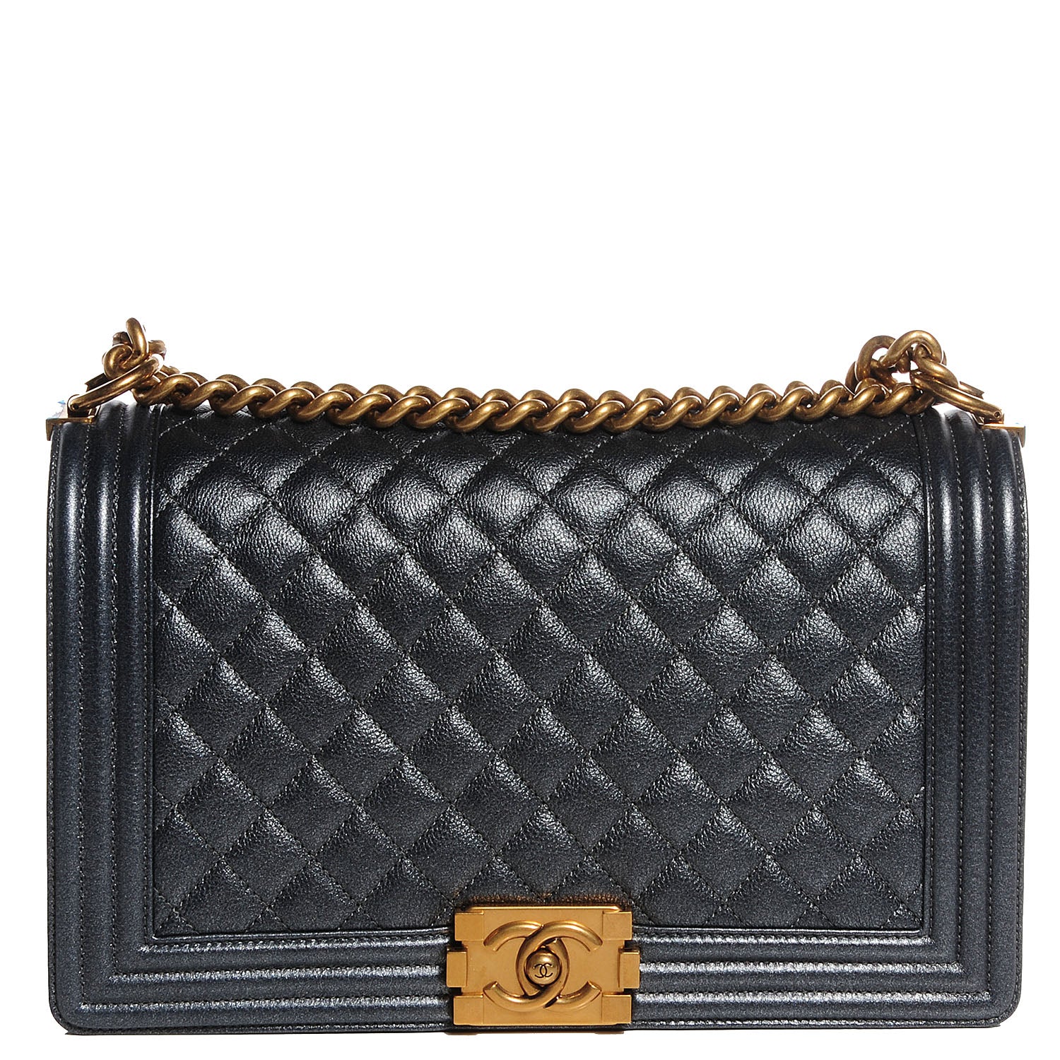 Chanel Pearl Calfskin New Medium Boy Flap Dark Grey 1 of 11