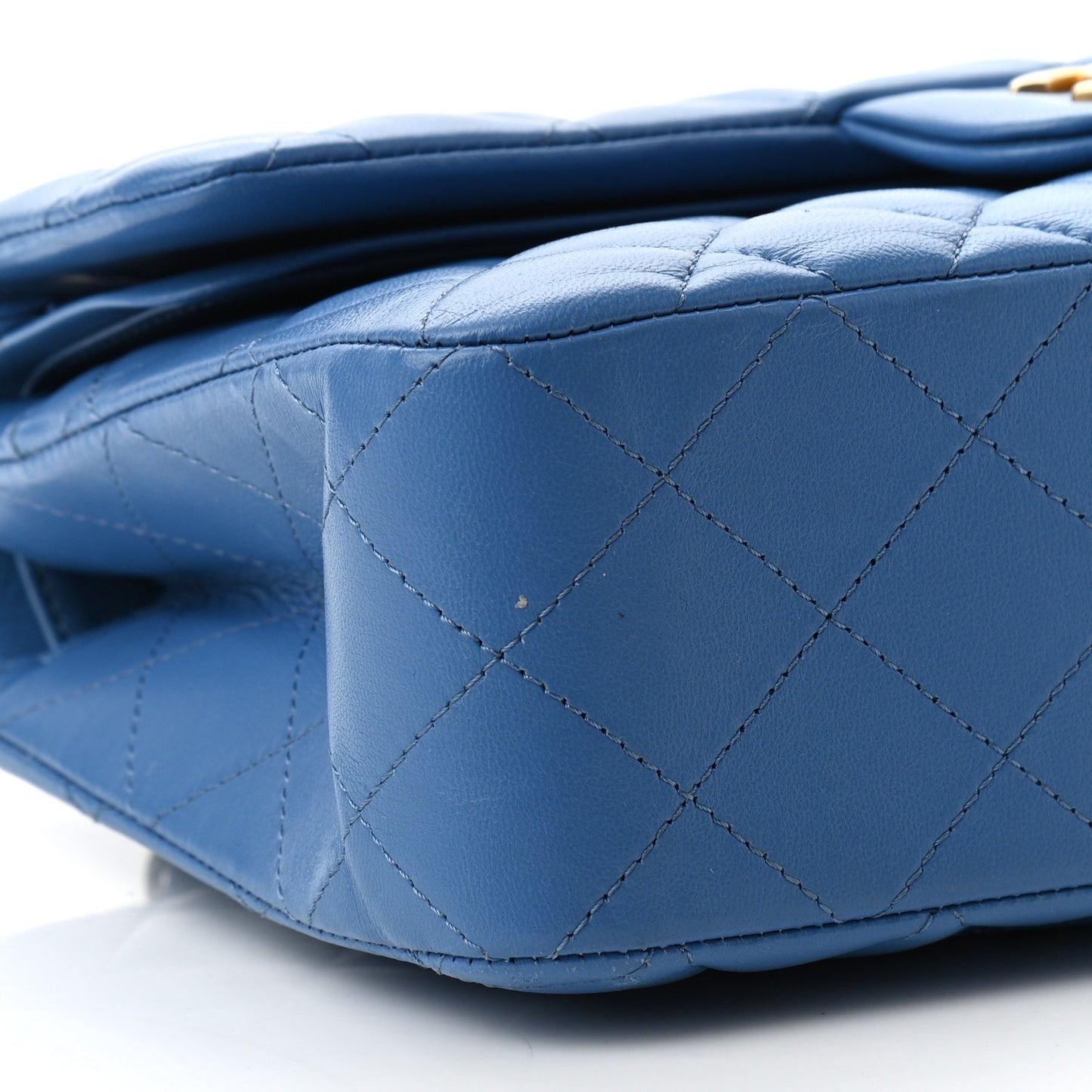 Lambskin Quilted Small Double Flap Blue
